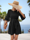Ruffled Hem Women's Dress with Stylish Belt