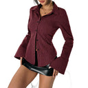 Flared Sleeve Women's Blouse with Chic Stripes