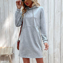 Women's Hooded Dress with Kangaroo Pocket & Contrast Accents