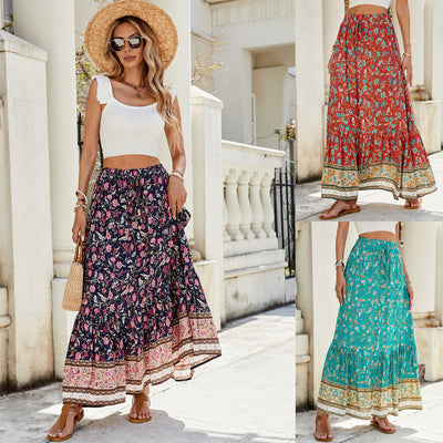Colorful Ruffle Long Skirt for Women