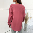 Women's Long Sleeve Button-Up Blouse with Pocket