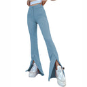 Chic High-Waist Flared Pants with Side Slits