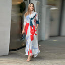 Trendy Women's Long Sleeve Graphic Shirt Dress with Pockets