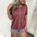 Women's Short-Sleeve T-Shirt with Wooden Buttons
