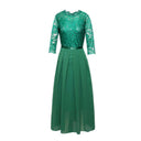 Maxi Dress with Lace Sleeves in Chiffon Style