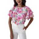 Floral Ruffle Blouse for Women