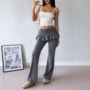 Chic Flared Ruffle-Detail Women's Trousers