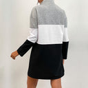 Sporty High Collar Women's Dress with Zipper