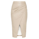 Chic Women’s Faux Leather Wrap Skirt with Stylish Slit