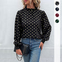Chic Women's Blouse with Stylish Pattern and Stand-Up Collar