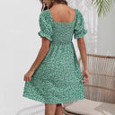 Floral Puff Sleeve Dress with Elastic Waist