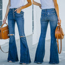 High-Waisted Flared Jeans with Trendy Fringes