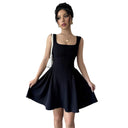 Square Neck A-Line Dress with Flowing Skirt for Women
