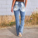 Vintage Wash Women's Bootcut Jeans with Chic Seams
