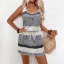 Fashionable Striped Women's Dress with Elastic Waist