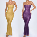 Glittering Evening Dress with Lacing for Women