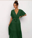 Women’s Maxi Dress: Deep V-Neck & Flowing Sleeves