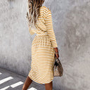 Chic Striped Wrap Dress with Waist Belt