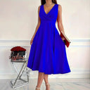 Chic A-Line Wrap Dress with V-Neck Design