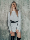 Chic Women's Knit Dress with Belted Design