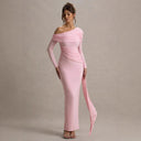 Chic Off-Shoulder Evening Dress with Draped Accent