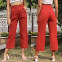 Chic High-Waisted Trousers with Side Pockets for Women