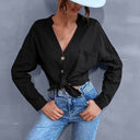 Chic Cropped Blouse with Button Accents