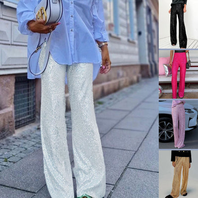 Chic Sequin-Embellished Women’s Trousers