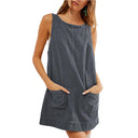 Jersey Dress with Pockets and Round Neck for Women