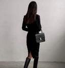 Chic Long Sleeve Wrap Dress with Flowing Design