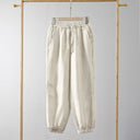 Women's Linen Trousers with Elastic Waist and Side Pockets
