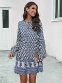 Chic Ladies' Dress with Intricate Pattern and Stylish Slit