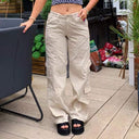 Chic Women's Wide-Cut Cargo Pants with Side Pockets
