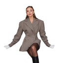 Chic Check Blazer with Double Button Closure