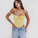 Chic Ruffled Women's Bustier Top with Adjustable Straps