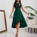 Chic Asymmetrical Hem Midi Dress with Floral Design