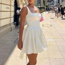 Chic Square Neckline Cocktail Dress with Flared Skirt