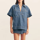 Asymmetrical Women's Denim Skirt with Pockets