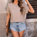 Textured Women's T-Shirt with Relaxed Sleeves