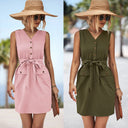Chic Women's Dress with Belt & Pockets