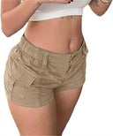 Women's Cargo Shorts with Elastic Waistband and Ample Pockets