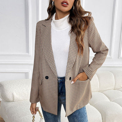 Stylish Women's Checked Blazer Jacket