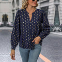 Chic V-Neck Graphic Pattern Blouse for Women