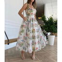 Embroidered Floral Midi Dress with Removable Straps