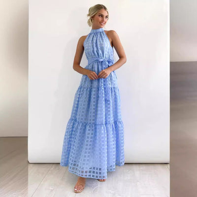 Chic Women's High Neck Tiered Maxi Dress