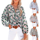 Floral Print Women's Blouse with Flowing Sleeves