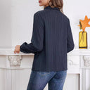 Women's Long Sleeve Blouse - Ribbed Design & Classic Collar
