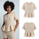 Chic Short Sleeve Blouse with Ruffled Hem