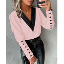Chic V-Neck Blouse with Puff Sleeves for Women