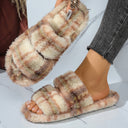 Plush Double Strap Women's Slippers